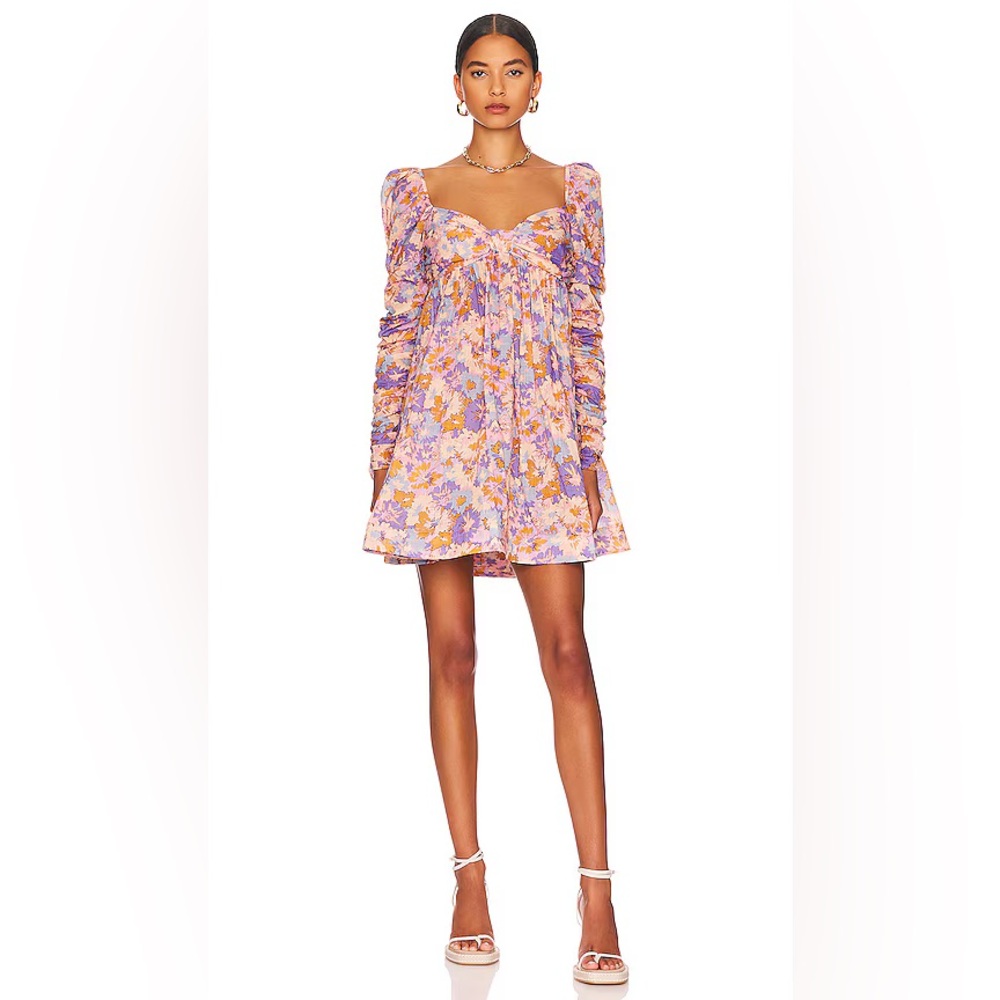 Zimmermann Violet Twist Front Mini Dress in Purple Multi Floral